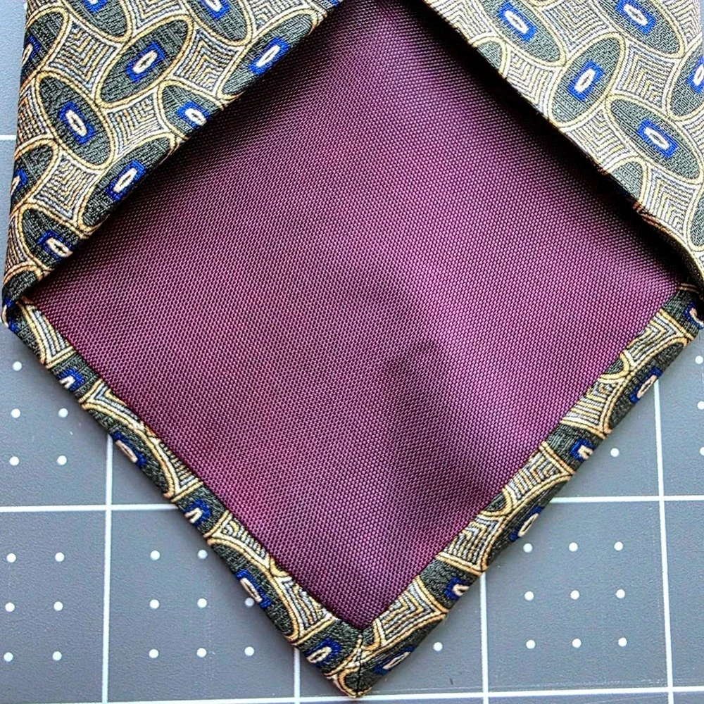 Tie Oscar‎ de la Renta Menswear Necktie Geometric Oval Pattern Silk Tie